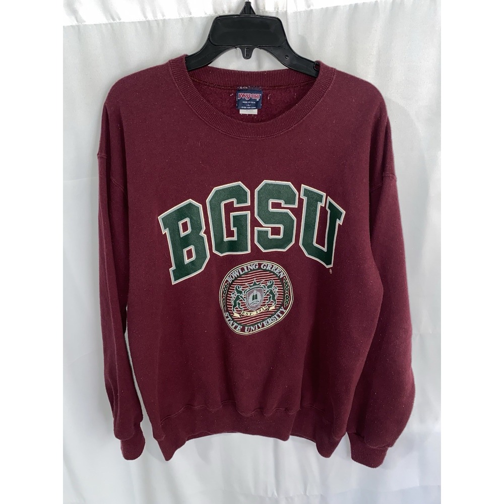 Vintage 90s BGSU Bowling Green Falcons Burgundy Sweatshirt Large Made USA